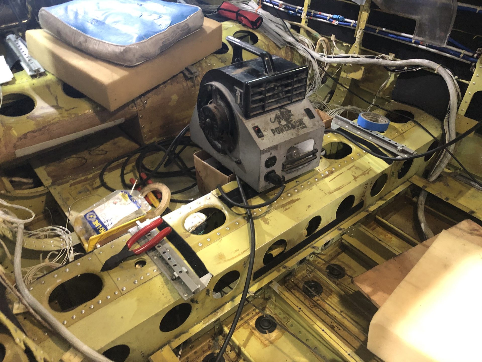 Cockpit stripped during avionics overhaul